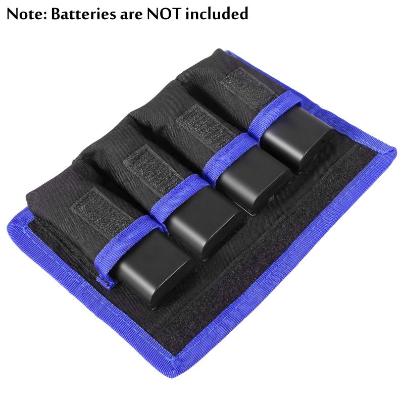 Meking 2 Pcs DSLR Battery Case Holder Storage Bag (4 Pocket) for AA/AAA Battery and LP-E6 LP-E8 LP-E10 LP-E12, EN-EL14 EN-EL15, NP-FW50 NP-F550 NP-FM500H (Gray+Blue) - Image 2